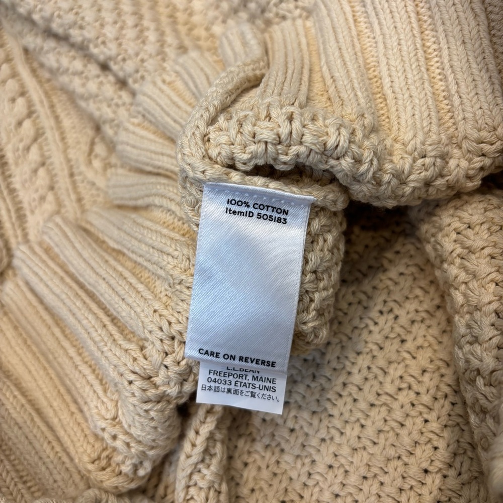 L.L. Bean Men's Signature Cotton Fisherman Sweater in Beige Large - Picture 13 of 13